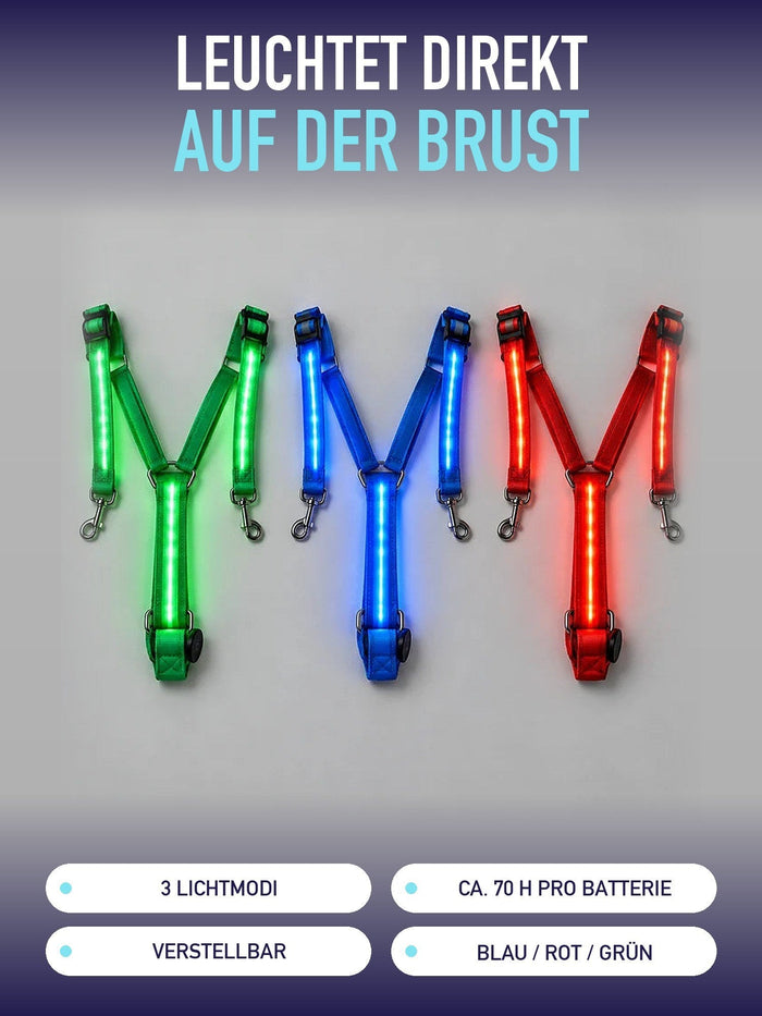 Leuchtet direkt auf der Brust: Lumare Glow-Brustgurt in Grün, Blau und Rot