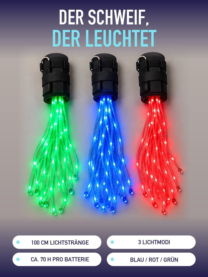 Der Schweif, der leuchtet: Lumare Glow-Schweif in Grün, Blau und Rot